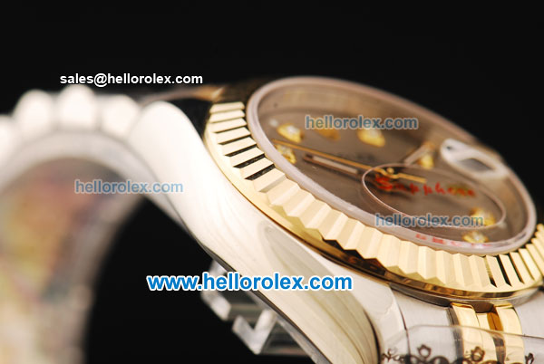 Rolex Datejust Oyster Perpetual Automatic Movement Steel Case with Gold Bezel and Diamond Markers-Lady Model - Click Image to Close